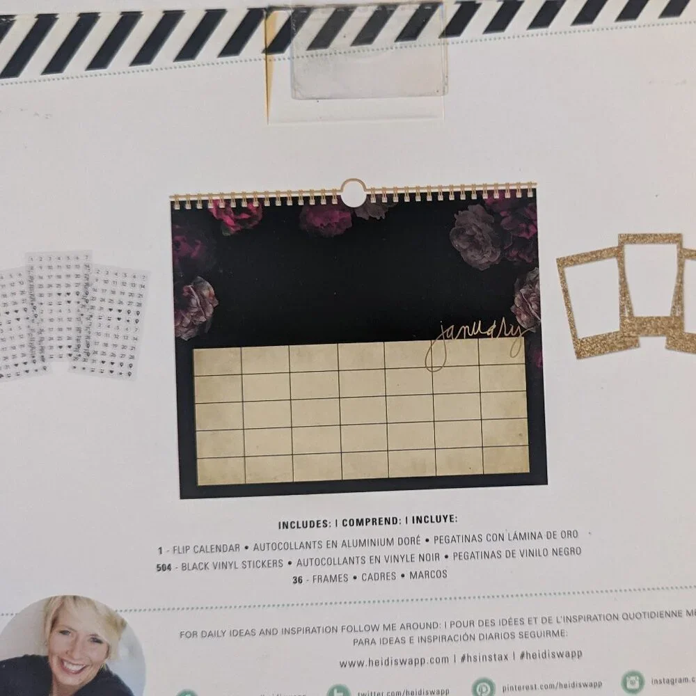 NWT Heidi Swapp 'Beautiful New Day' Roses Floral Undated Desk Flip Calendar NEW